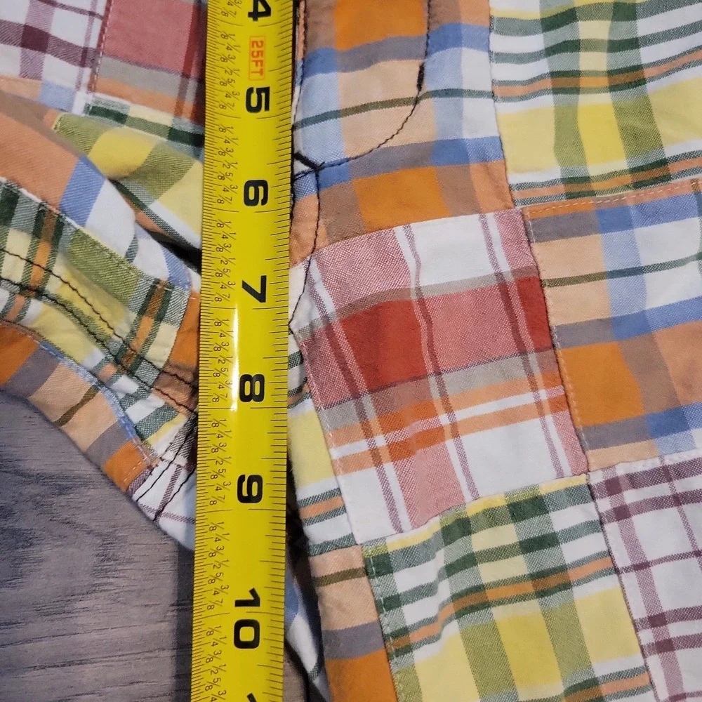 Old Navy Patchwork Plaid Chino Shorts Boys 7 Preppy Plaid Summer 8
